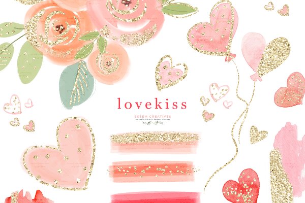Download Hearts Love Kiss Valentines Clipart