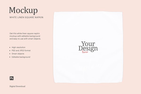 Download White Linen Square Napkin Mockup