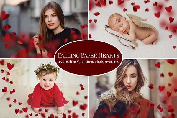 Download Falling Paper Hearts photo overlays