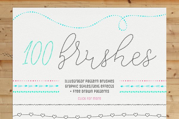 Download 100 Pattern Brushes+9 Graphic Styles