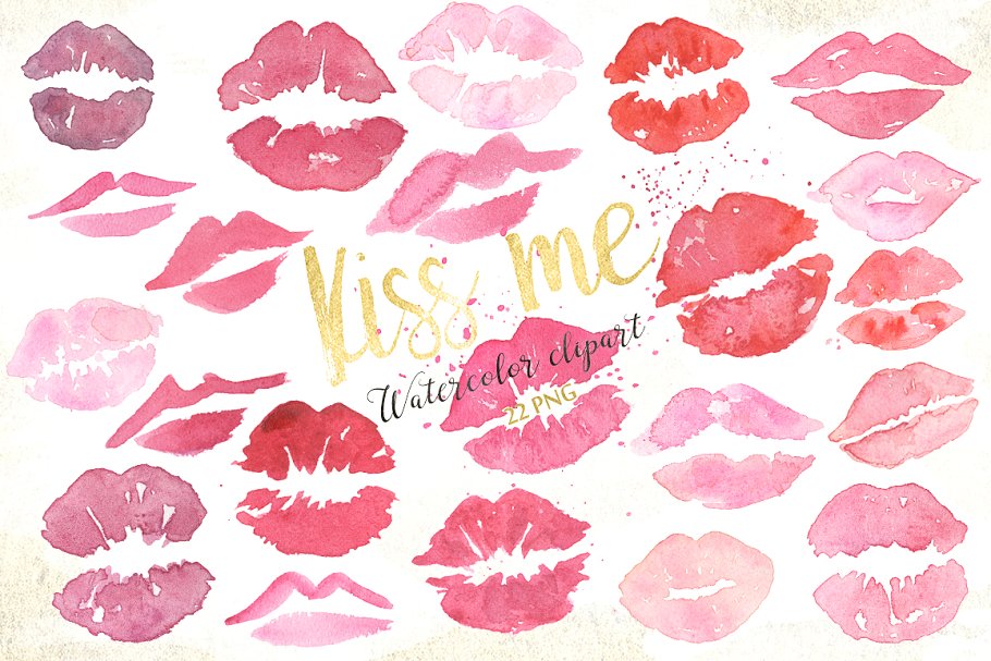 Download -50%OFF Kisses Valentine watercolor