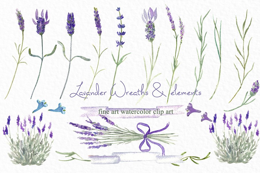 Download Lavender wreaths watercolor clipart