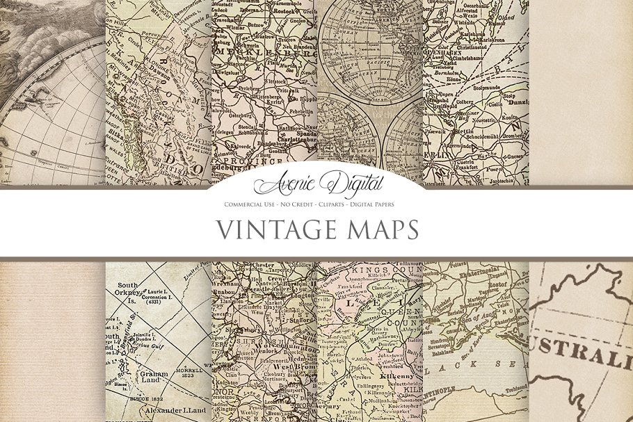 Download Vintage Maps Digital Backgrounds