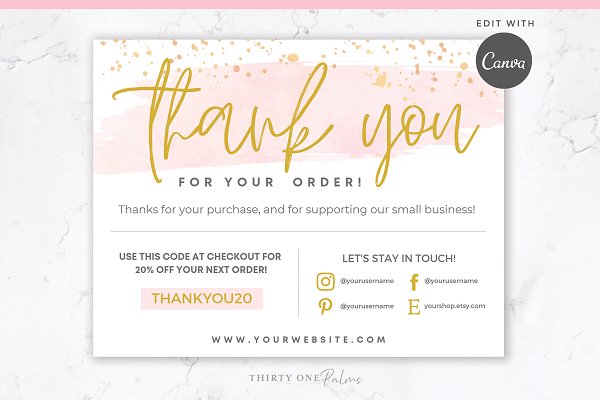 Download Thank You Order Card for Canva