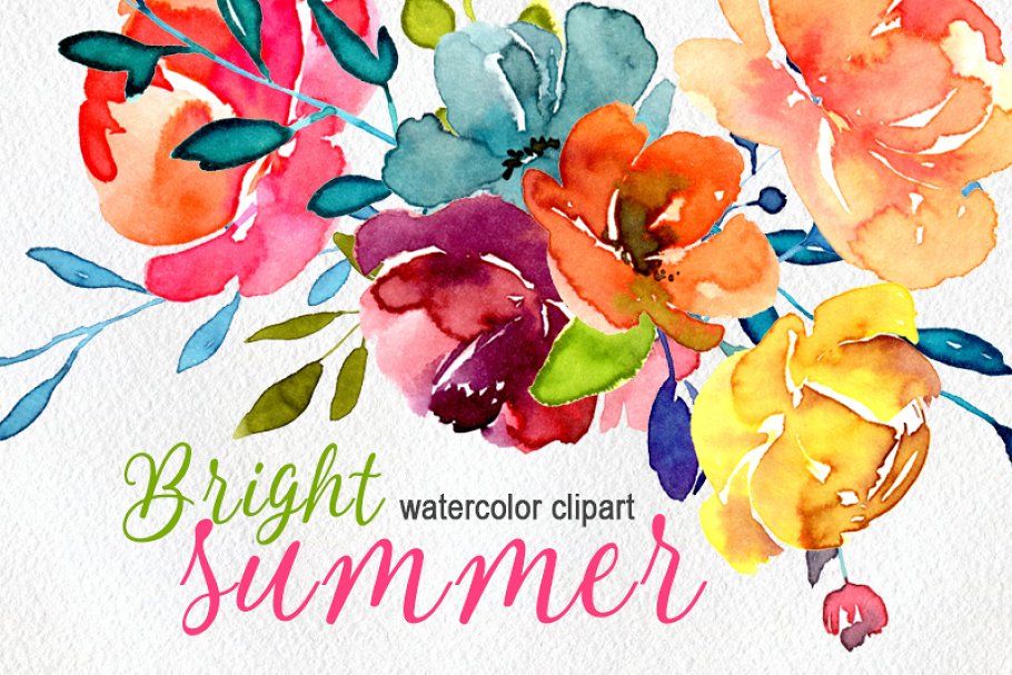 Download Bright watercolor summer flowers png