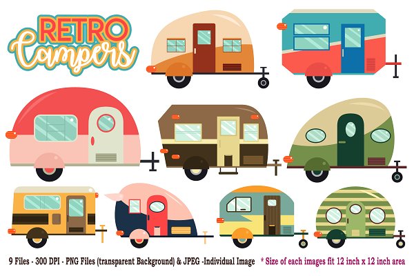 Download Retro Campers Digital Clipart