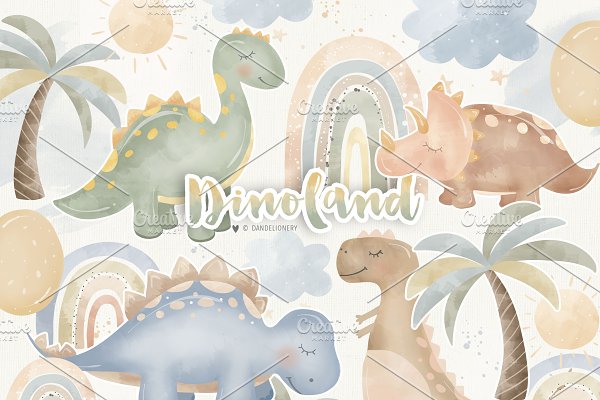 Download Watercolor Baby Dino Design