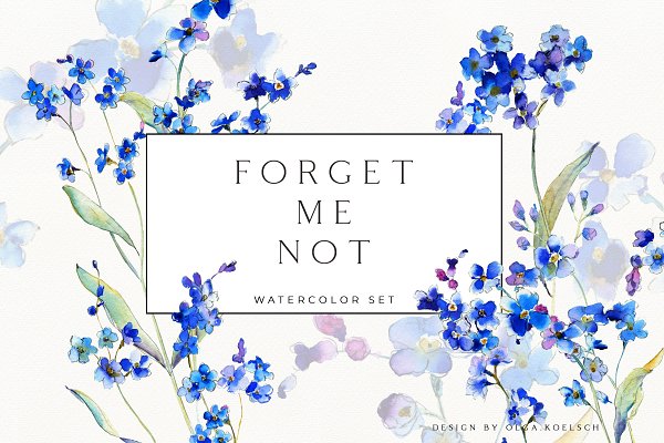 Download Forget-me-not blue watercolor set