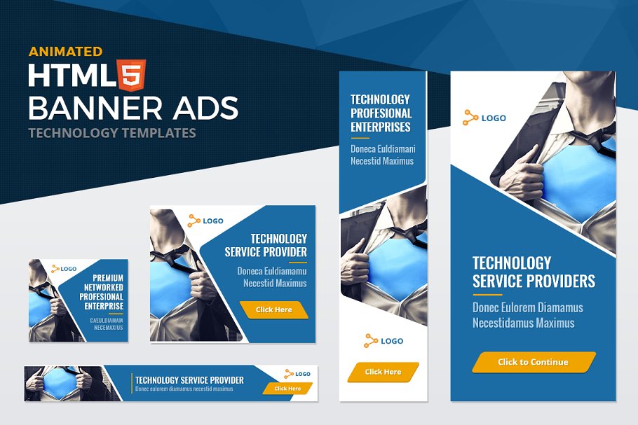 Download HTML5 Technology Banner Ad Templates