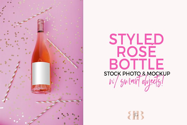 Download Rosé Wine Bottle Mockup Stock Photo