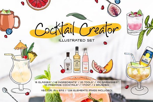 Download Cocktail Creator Set: Vector & PNG