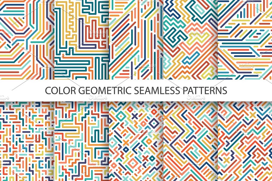 Download Colorful geometric striped patterns.