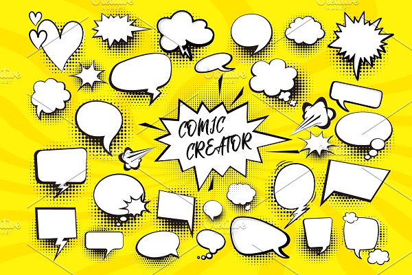 Download Speech bubbles comic creator set