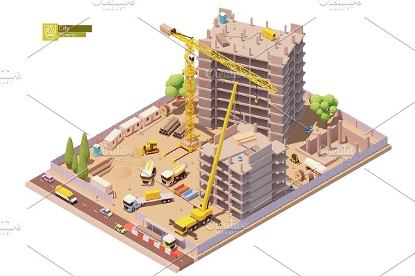 Download Vector building construction site
