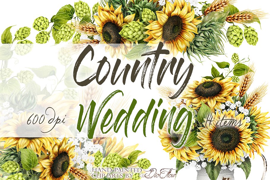 Download Country Wedding Watercolor Clip Art