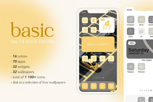Download ios14 BASIC Home Screen 1 100+ Icons