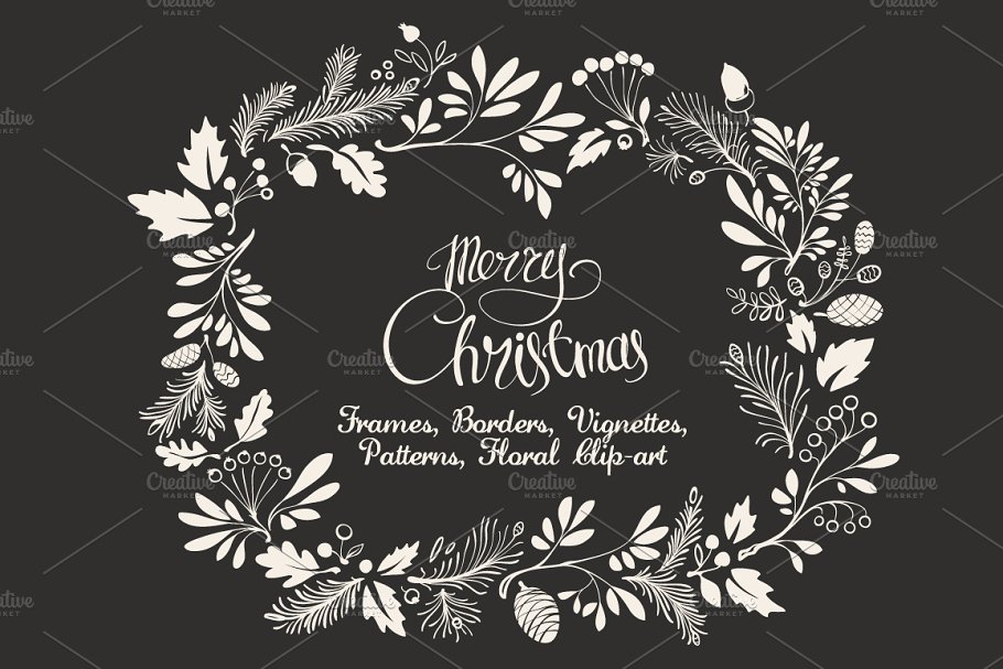 Download Christmas Hand-drawn Floral Decor