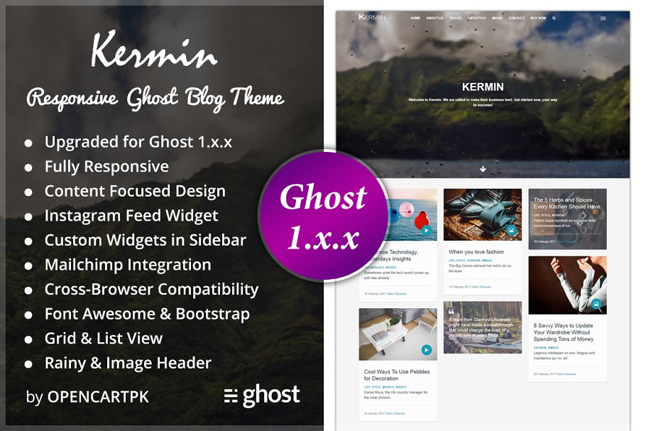 Download Kermin - Responsive Ghost Blog Theme