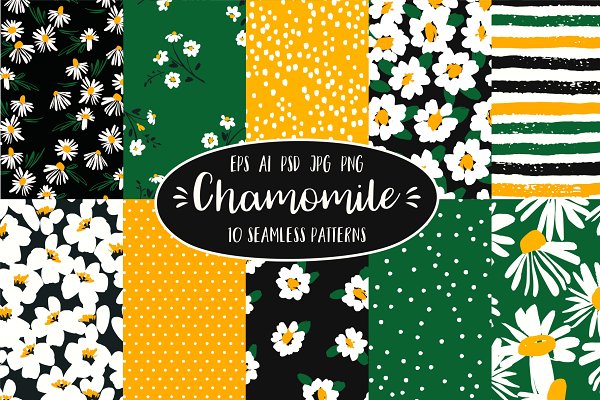 Download Chamomile. 10 seamless patterns