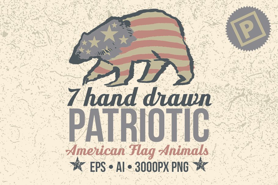 Download 7 Hand Drawn Patriotic Animals