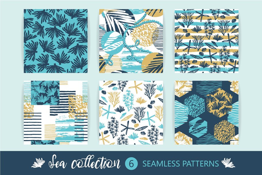 Download 6 sea seamless patterns