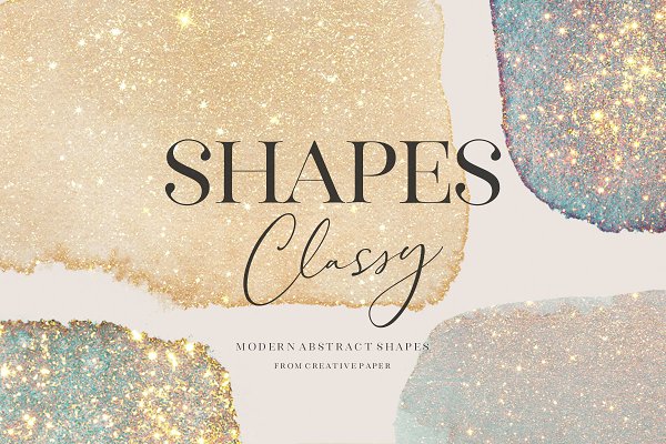 Download Gold Glitter Watercolor Shapes