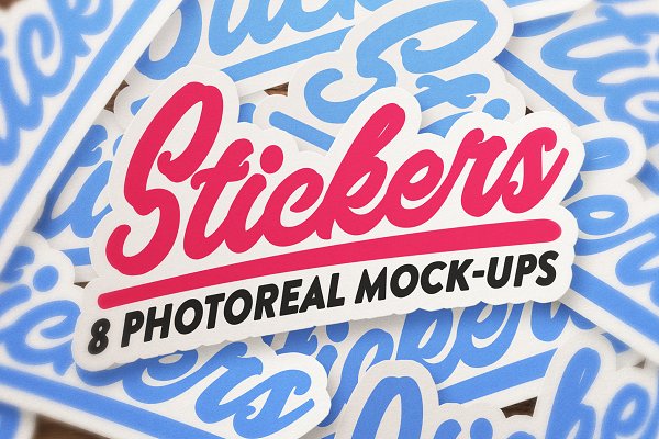 Download 8 Sticker & logo mock bundle