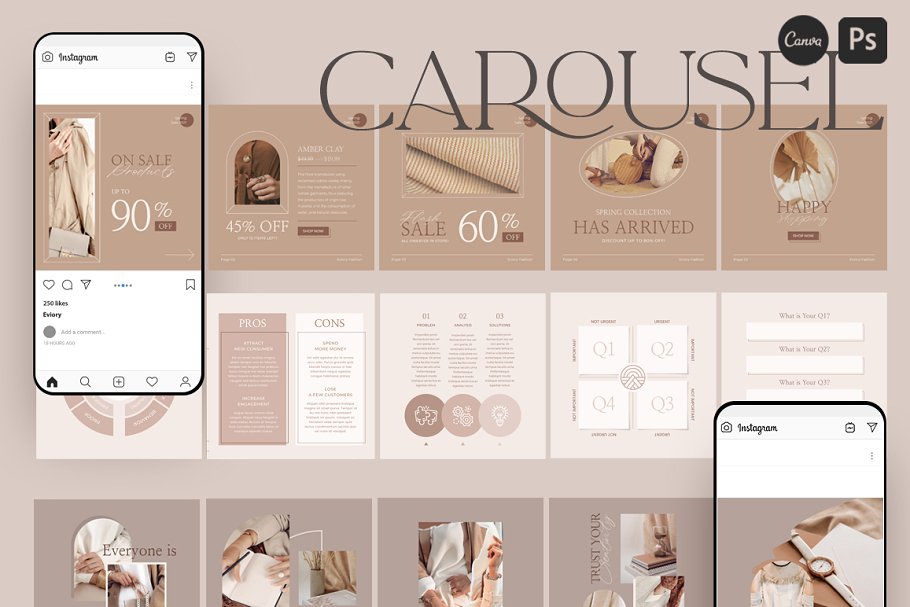 Download Neutral Carousel Instagram CANVA PS