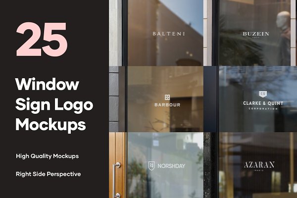 Download 25 Window Signs Logo Mockups - V2