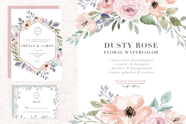 Download Dusty Rose Watercolor Flower Clipart