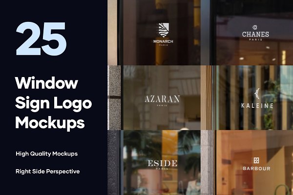 Download 25 Window Signs Logo Mockups