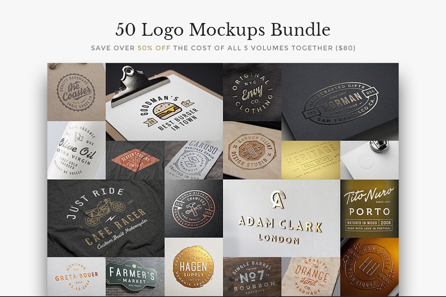 Download 50 Logo Mock-Ups Bundle