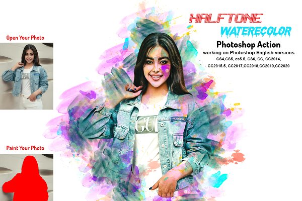 Download Halftone Watercolor Photoshop Action