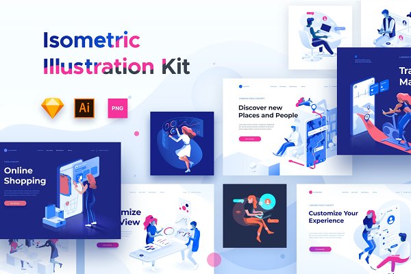 Download Isometric illustration kit - People