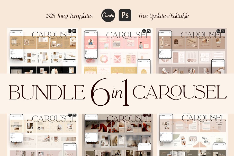 Download 6 in 1 Bundle Carousel Canva PS