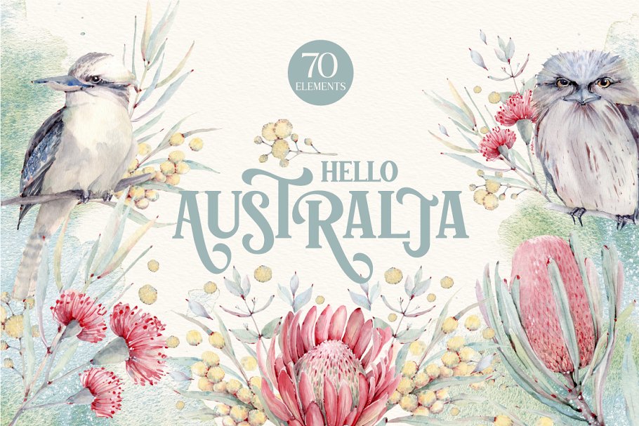 Download HELLO AUSTRALIA Watercolor set