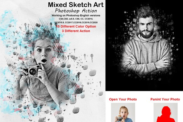 Download Mixed Sketch Art Photoshop Action