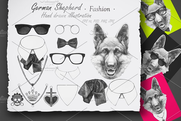 Download German Shepherd / Fashion