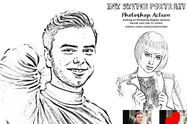 Download Ink Sketch Portrait Photoshop Action