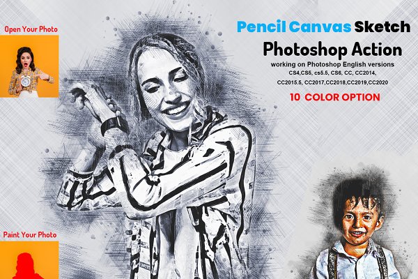 Download Pencil Canvas Sketch PS Action