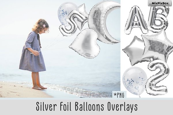 Download Silver Foil Balloons Photo Overlays