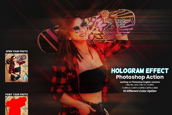 Download Hologram Effect Photoshop Action