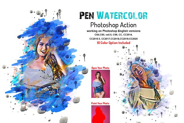 Download Pen Watercolor Photoshop Action
