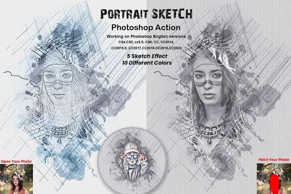Download Portrait Sketch Photoshop Action
