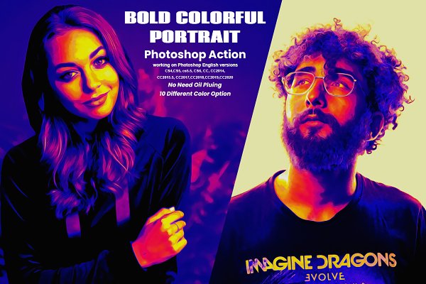 Download Bold Colorful Portrait PS Action