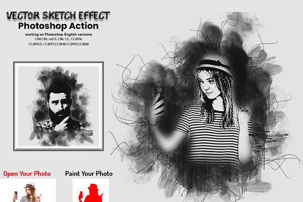 Download Vector Sketch Effect PS Action