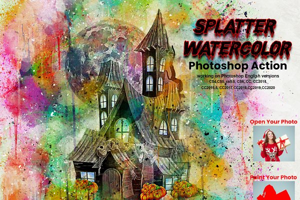Download Splatter Watercolor Photoshop Action
