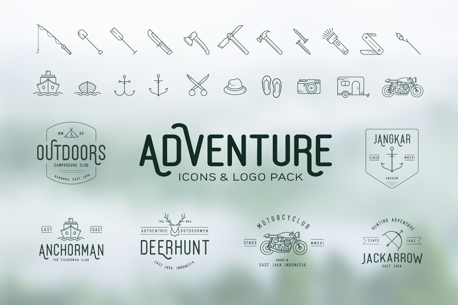 Download Adventure Icons + Vintage Logo Pack