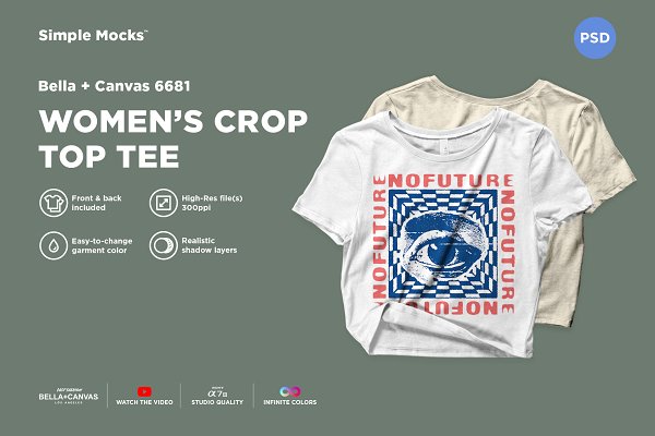 Download Women's Crop Top Tee Mockup