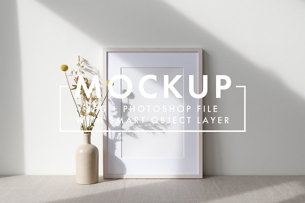 Download Bohemian White Wooden Frame Mockup